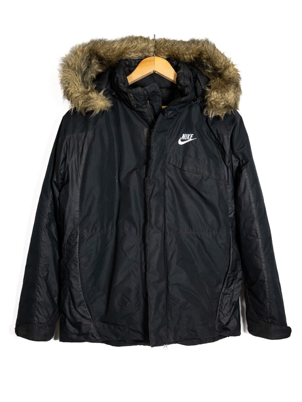Nike Puffer Parka Winter Jacket Y2K 90s Classic Faux Fur - Men's Small
